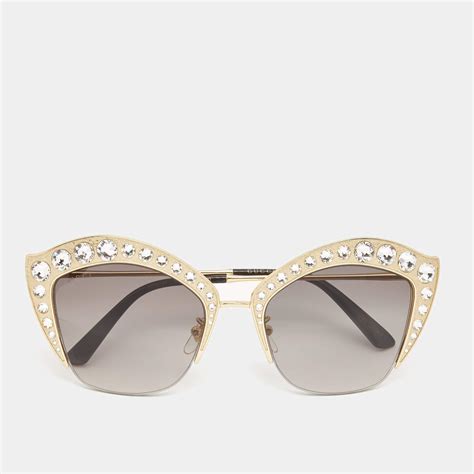 gucci cat eye crystal sunglasses|Gucci crystal embellished sunglasses.